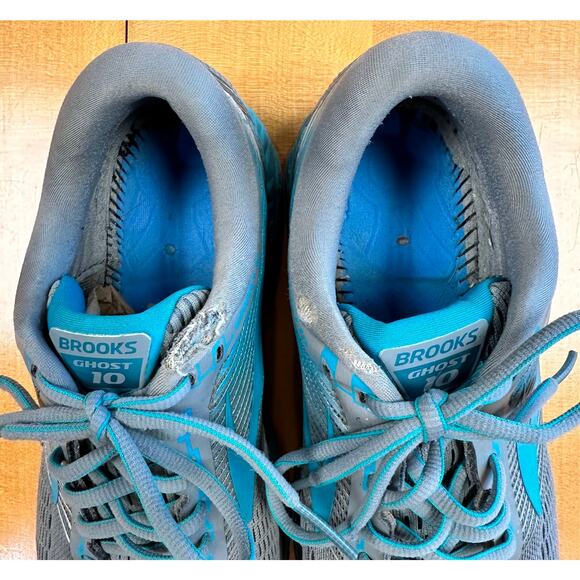 Brooks Ghost 10 Gray Aqua Teal 1202461B038 Athletic Sneakers Sz 8.5 Wide - Picture 5 of 12